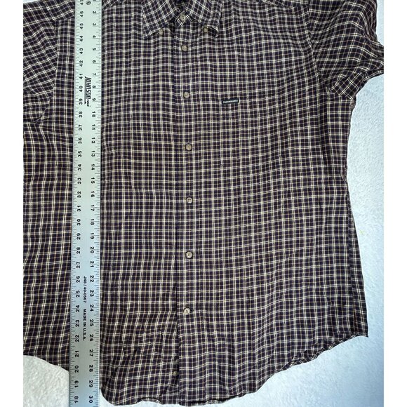 Faconnable Jeans Mens Plaid Cotton Long Sleeve Button-Down Shirt Medium Brown - Picture 7 of 7